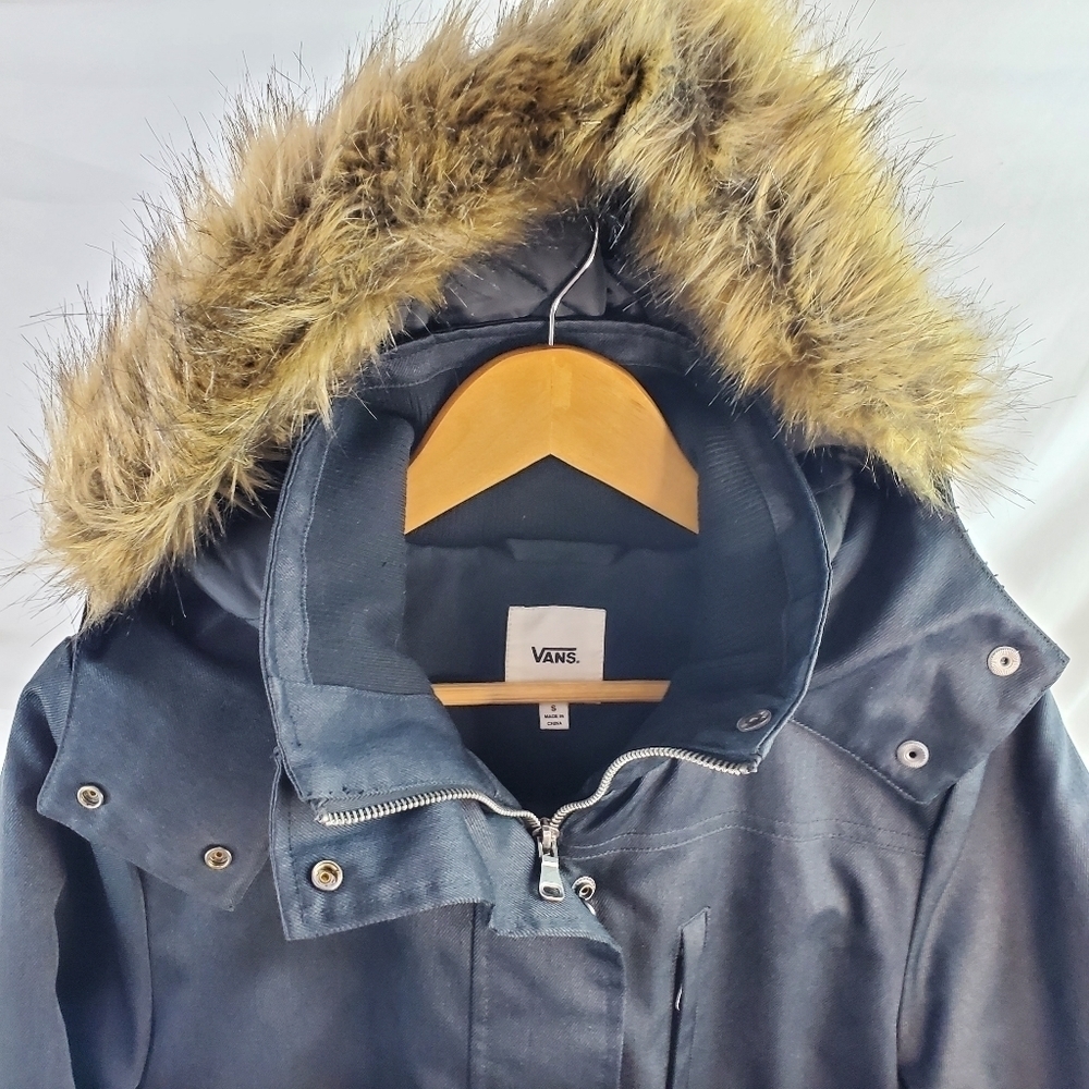Vans Warm Winter Fur trim Hooded Jacket Car Coat Length - Picture 11 of 14